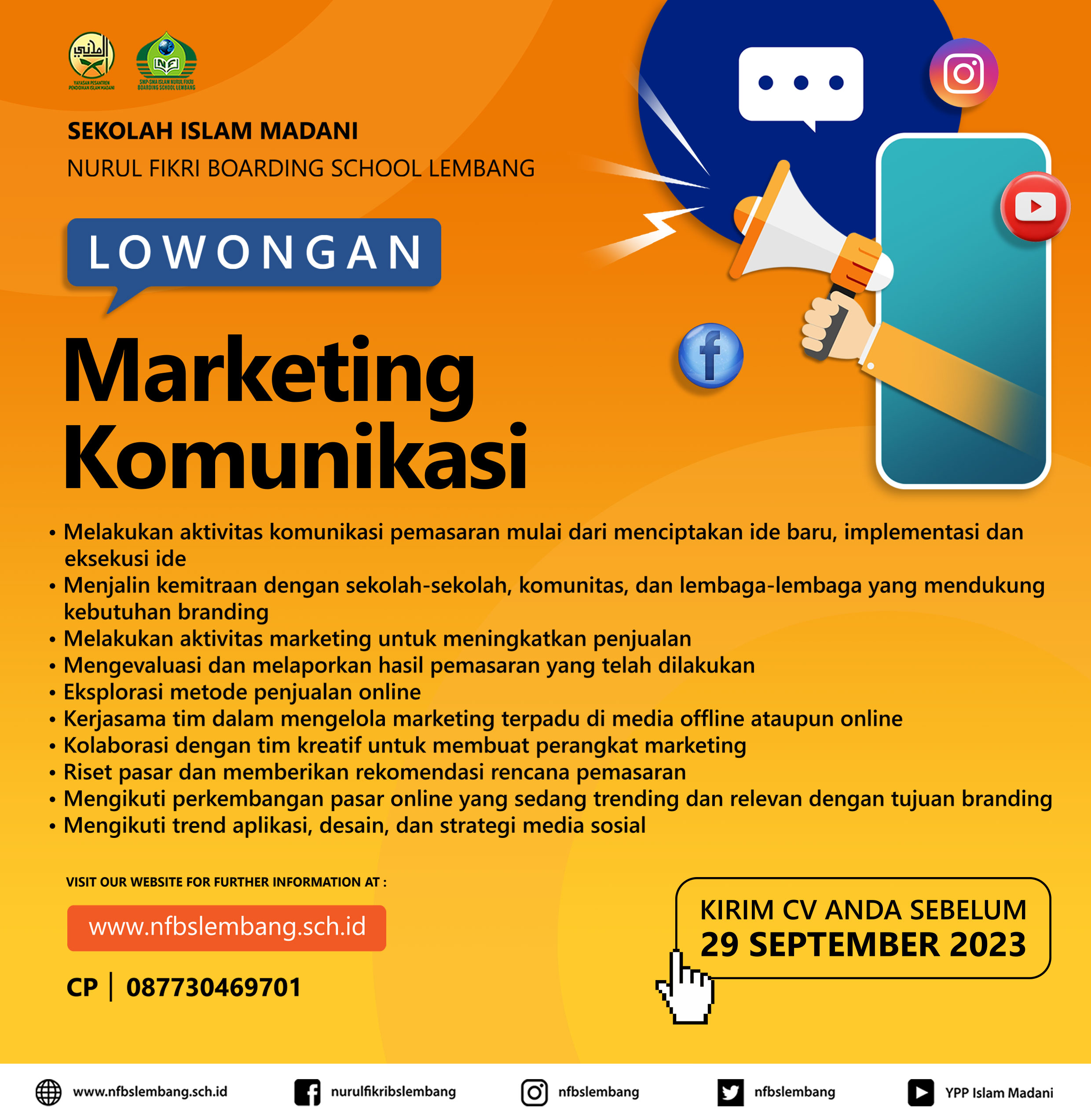 Lowongan Kerja Staf Marketing di Nurul Fikri Boarding School Lembang